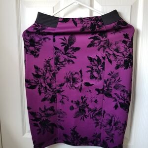 Purple Floral Pencil Skirt - Women's